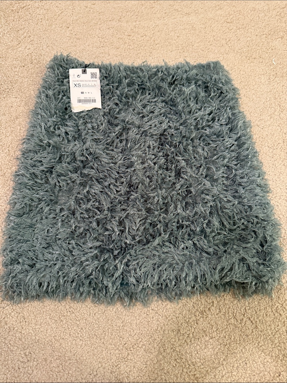 Zara Fuzzy Mini Skirt in Teal Green